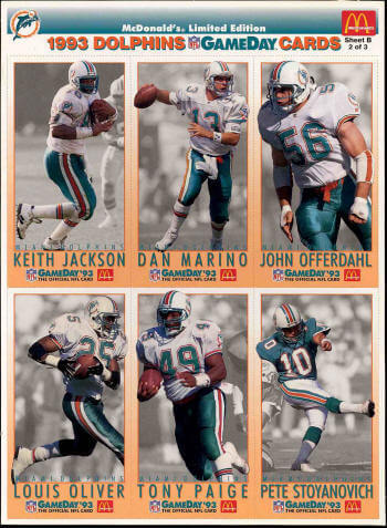 Miami Dolphins 1993 gameday cards sheet B image