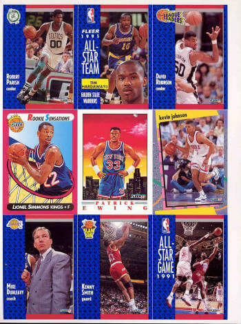 Fleer 1991 basketball promo card sheet image